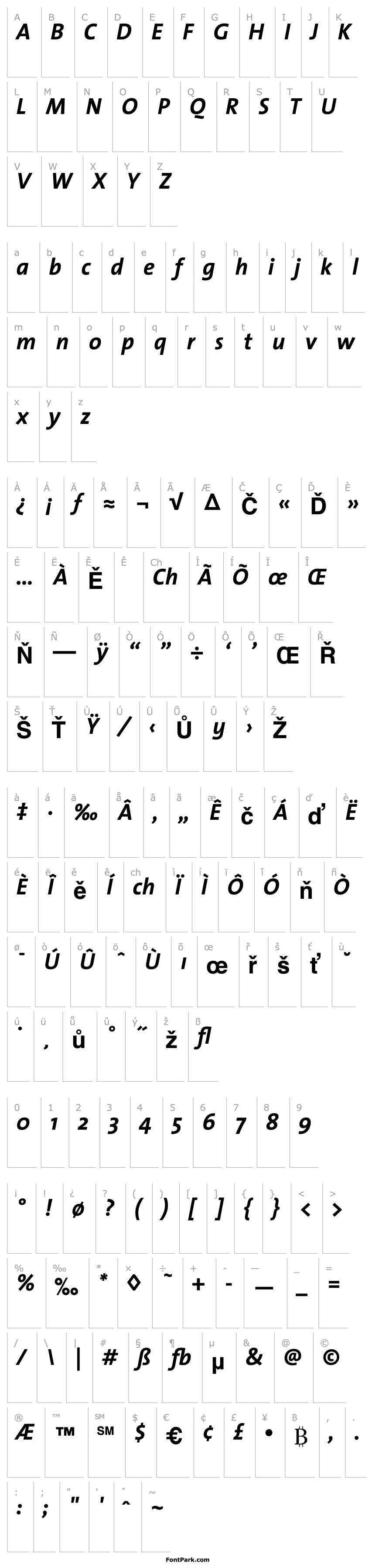 Přehled TheSans-Bold Italic