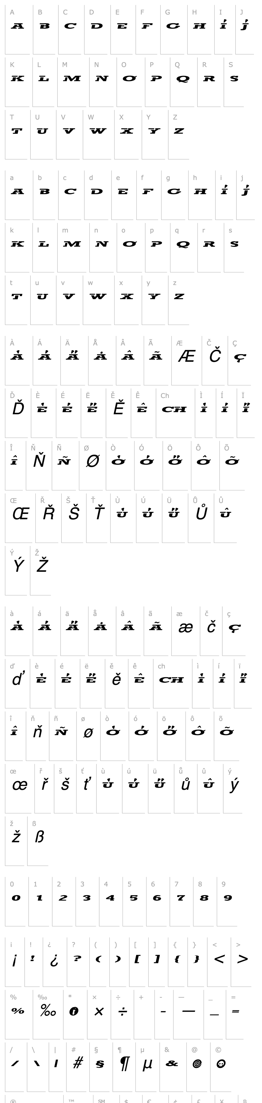 Přehled trigan Italic