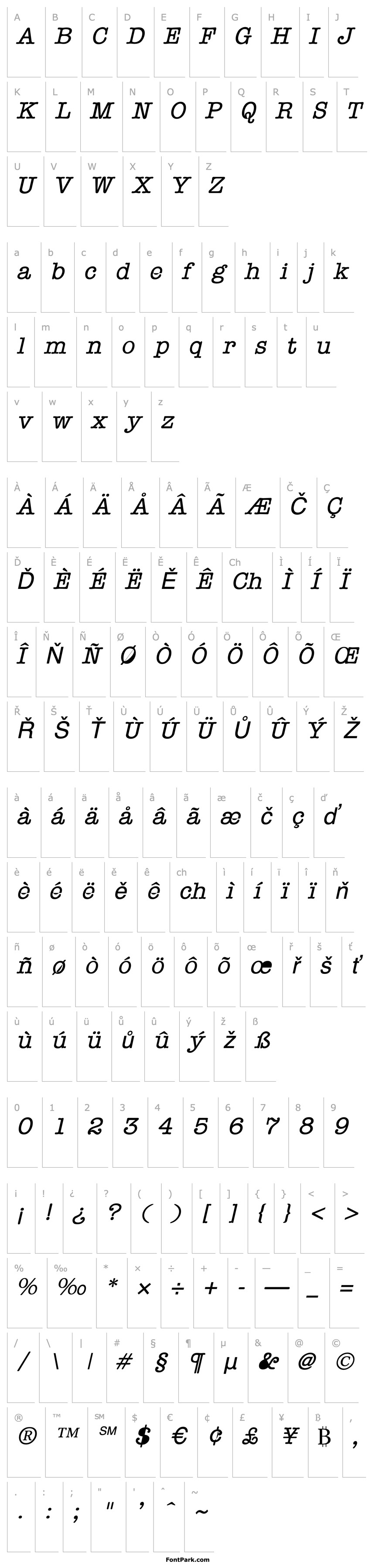 Overview Typewriter Oblique