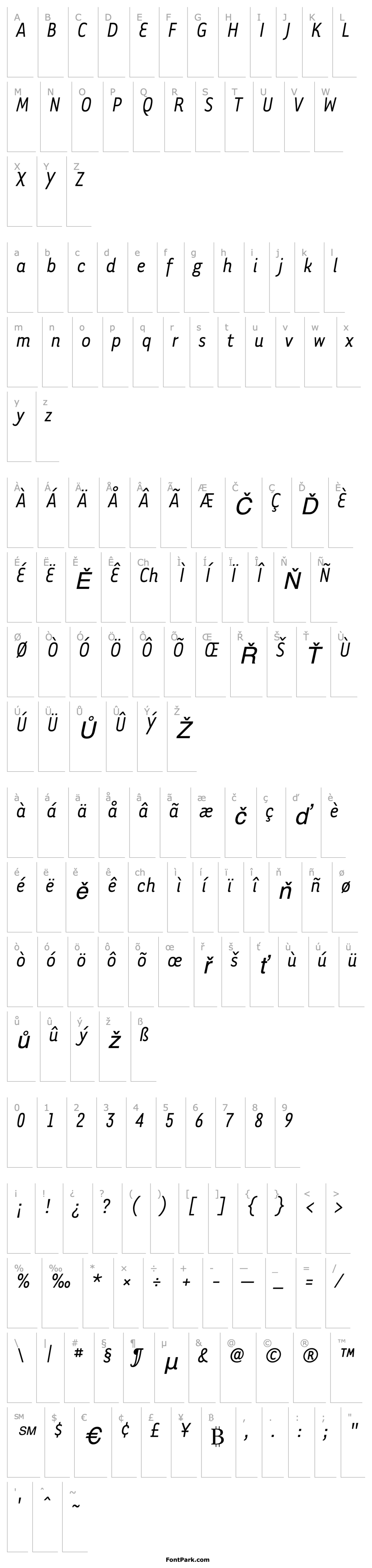 Přehled Tarzana-Narrow Italic