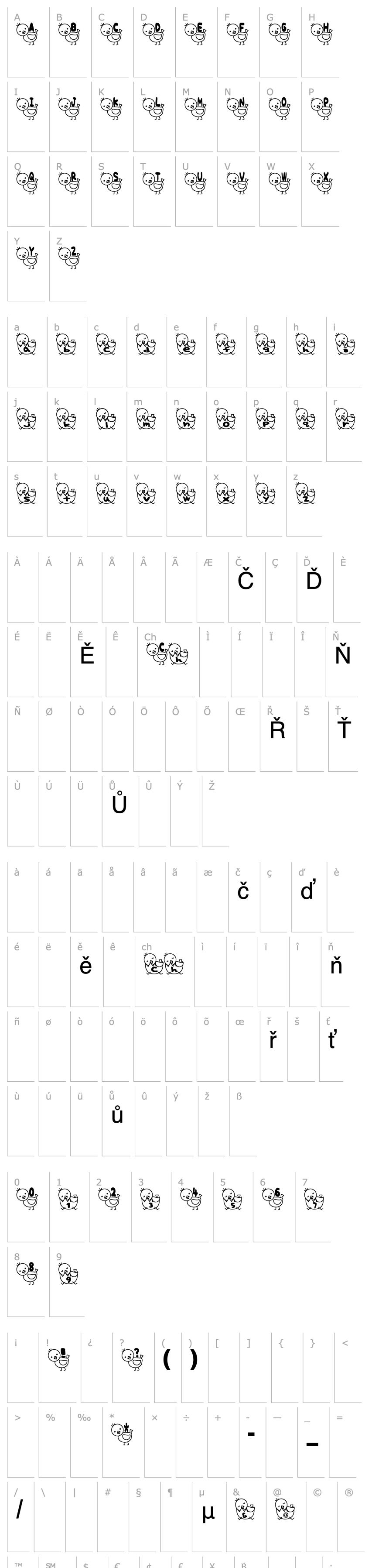 Overview T-piyo Font