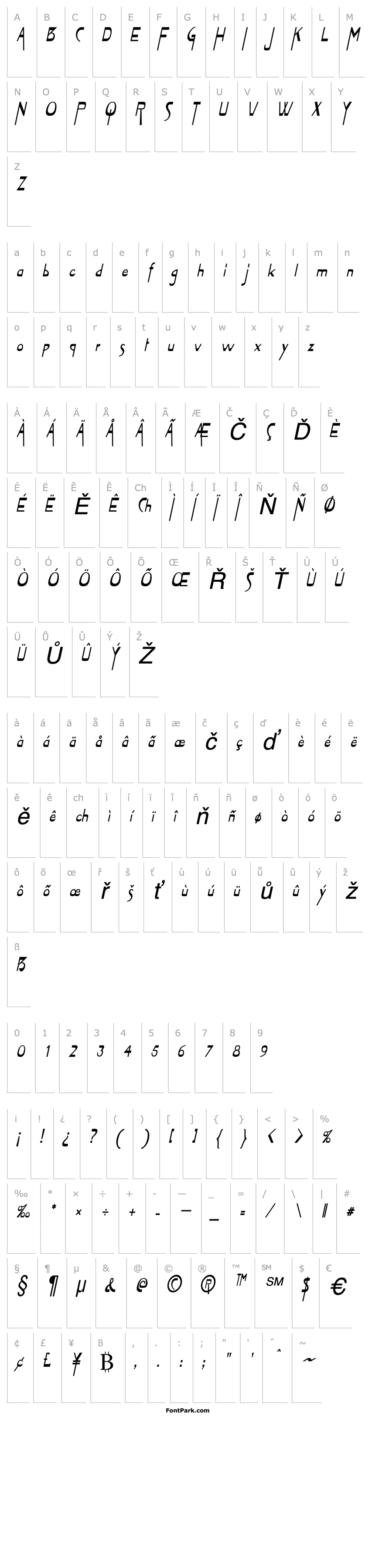 Přehled Tablet-Condensed Italic