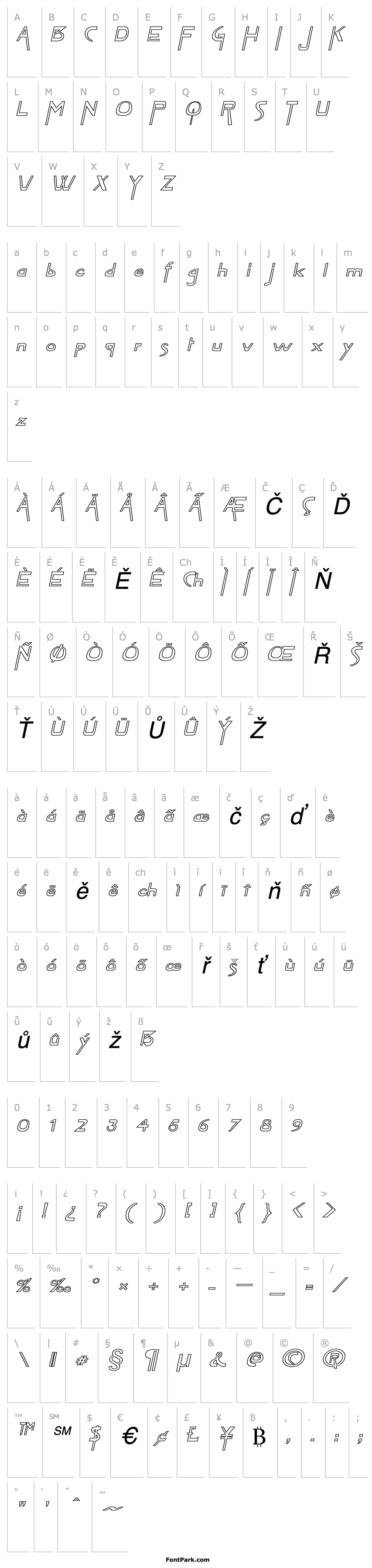 Přehled Tablet-Hollow-Extended Italic