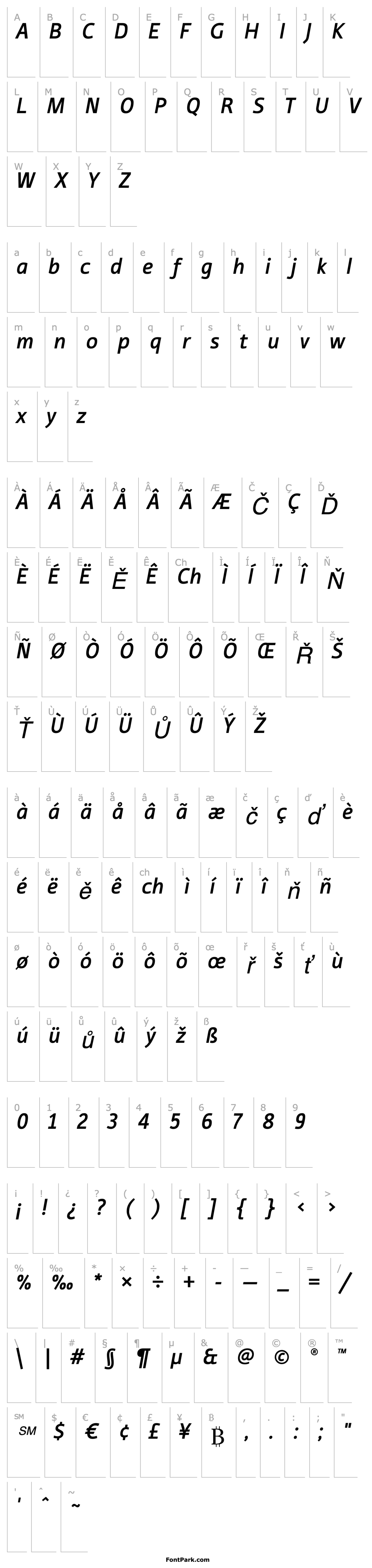 Přehled TabulaITCStd-MediumItalic