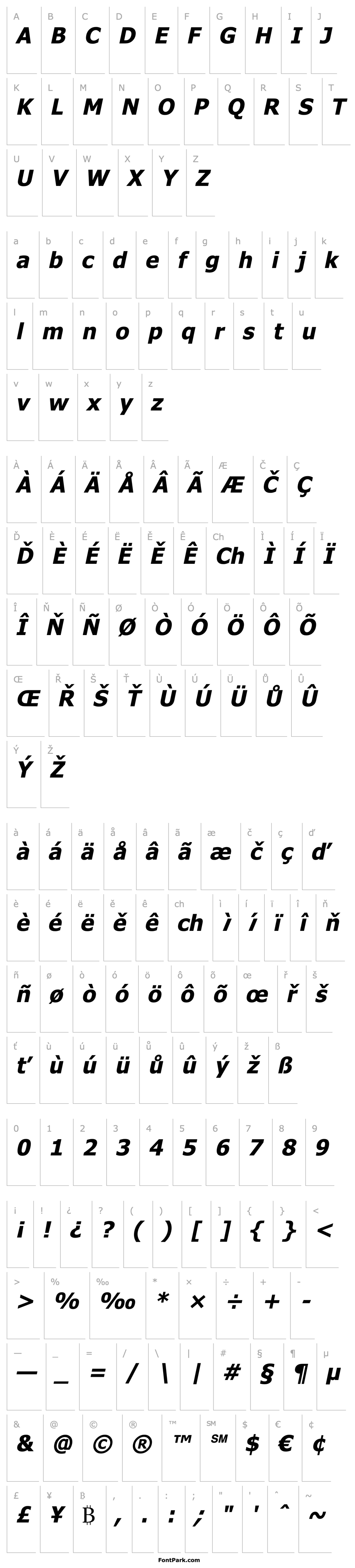 Overview Tahoma Bold Faux Italic