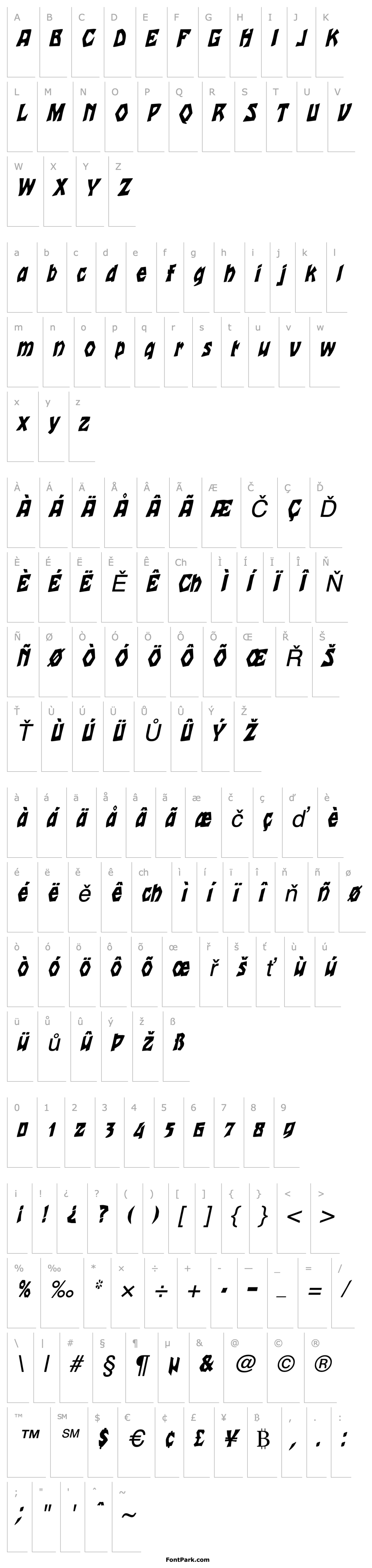 Přehled TalonCondensed Italic