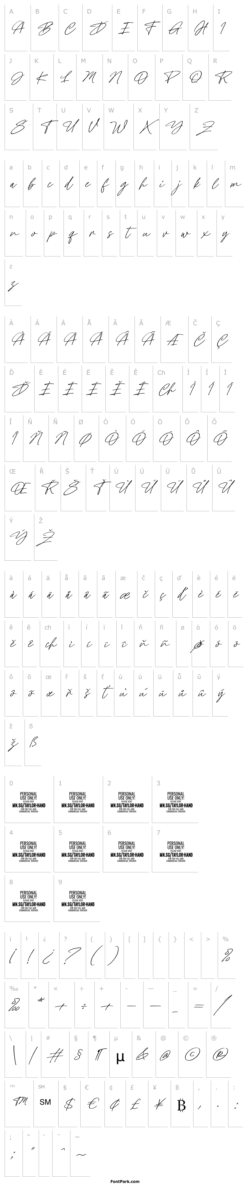 Přehled Taylor Hand Italic PERSONAL USE