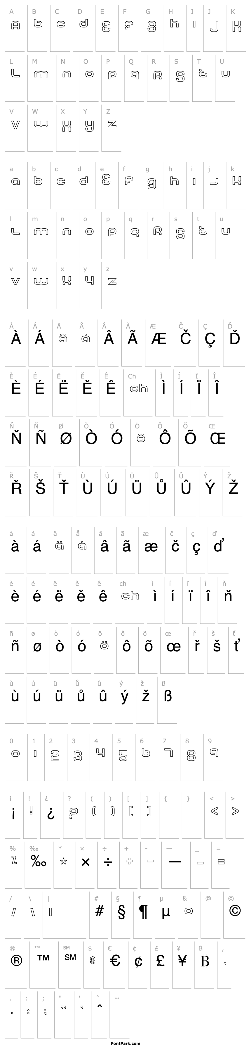 Přehled Tech Font Outline