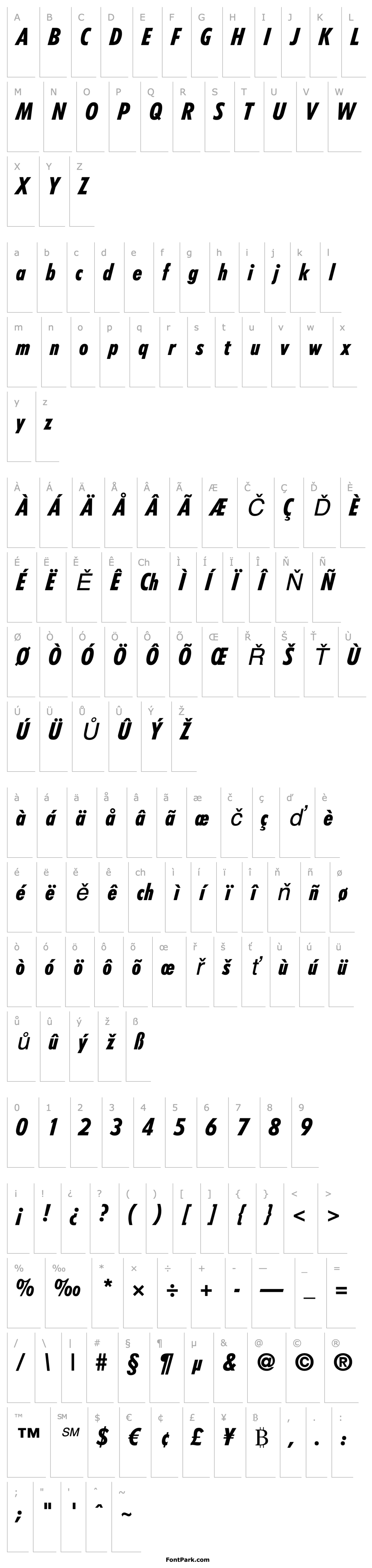 Přehled Tempo LT Heavy Condensed Italic