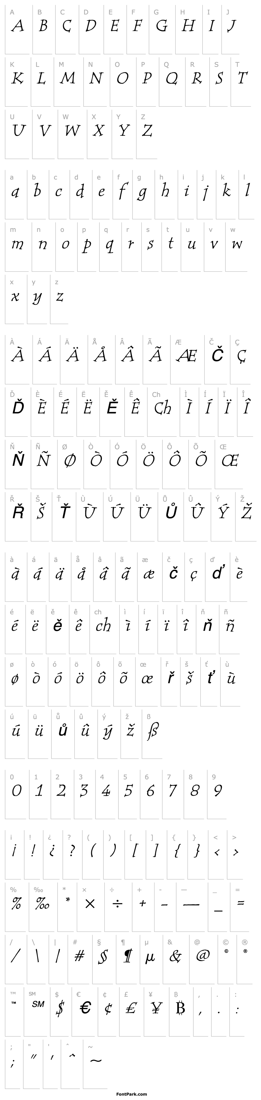 Overview Tempus ITC TT Italic