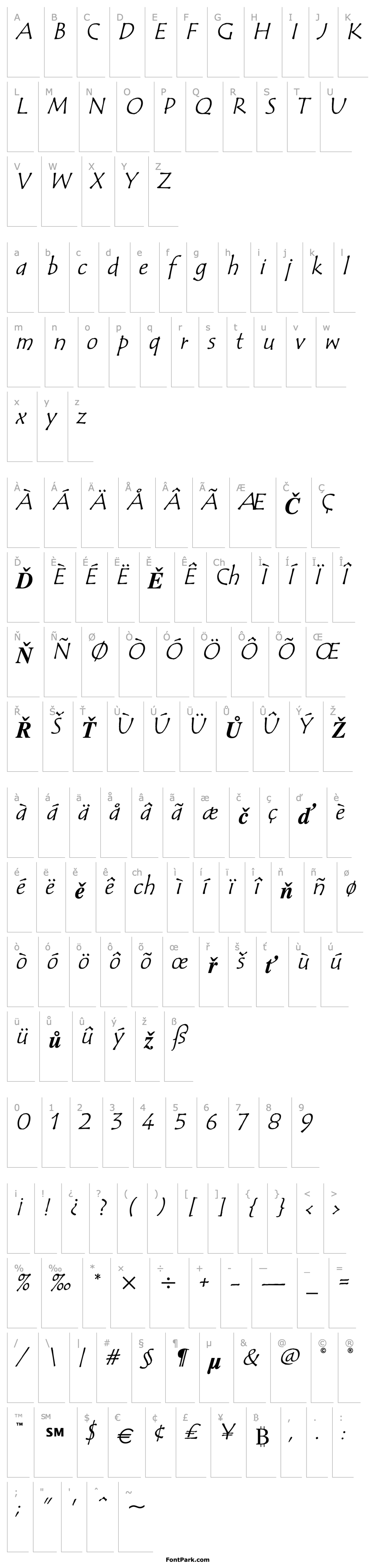 Přehled TempusSansITC-Italic