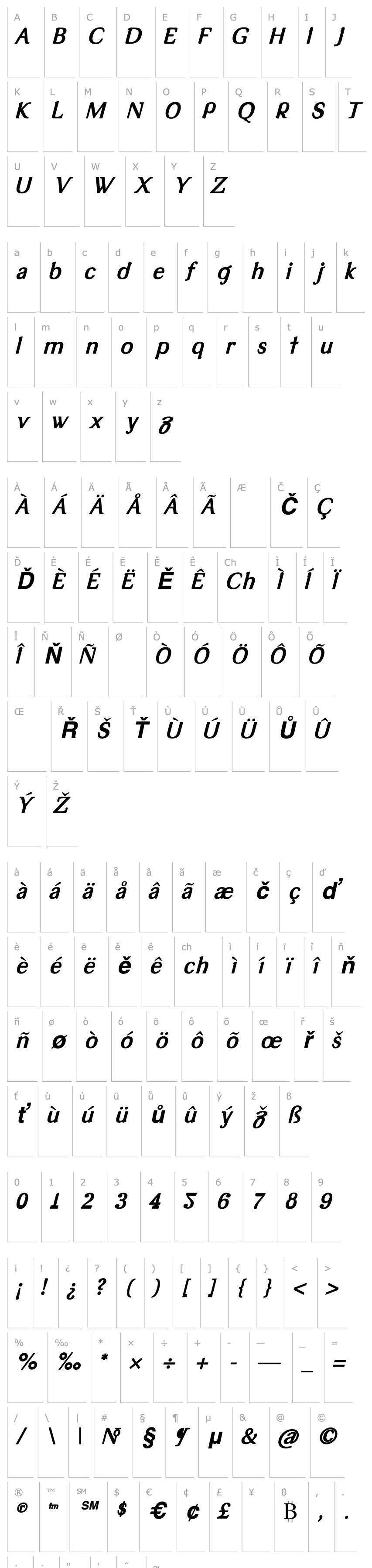 Přehled Tex-LooseBoldItalic