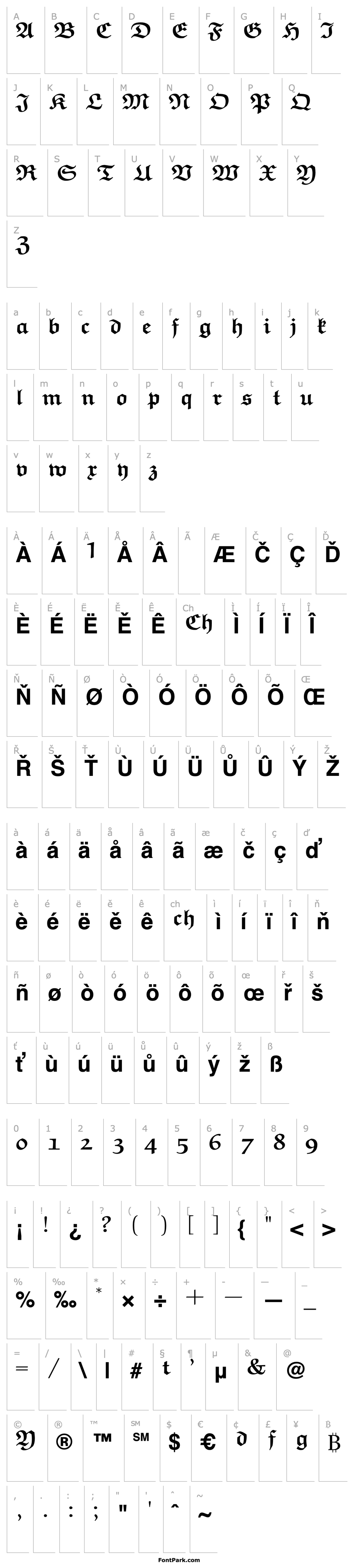 Overview TeXplus EF Bold