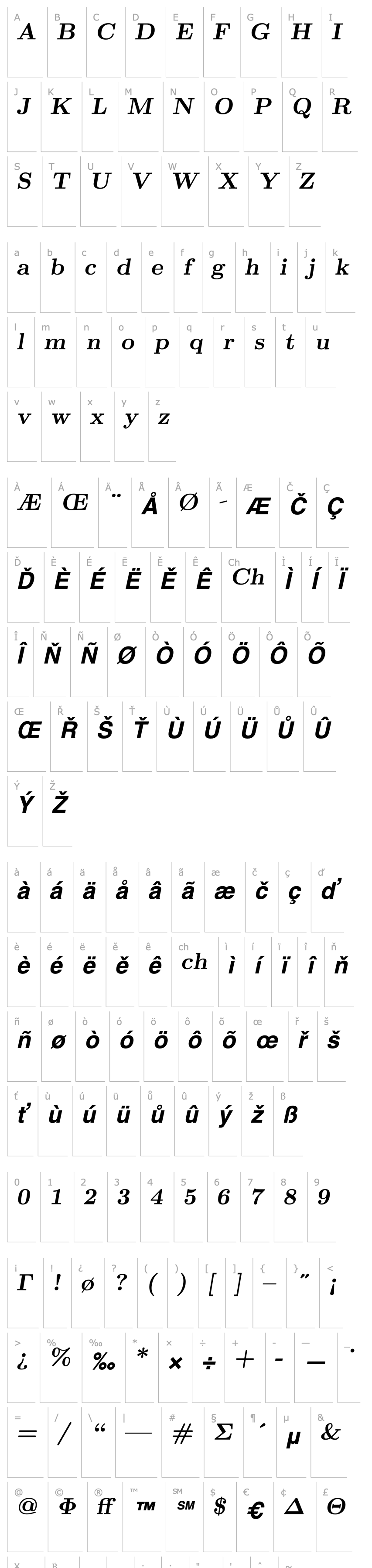 Přehled TeXplus EM Bold Italic