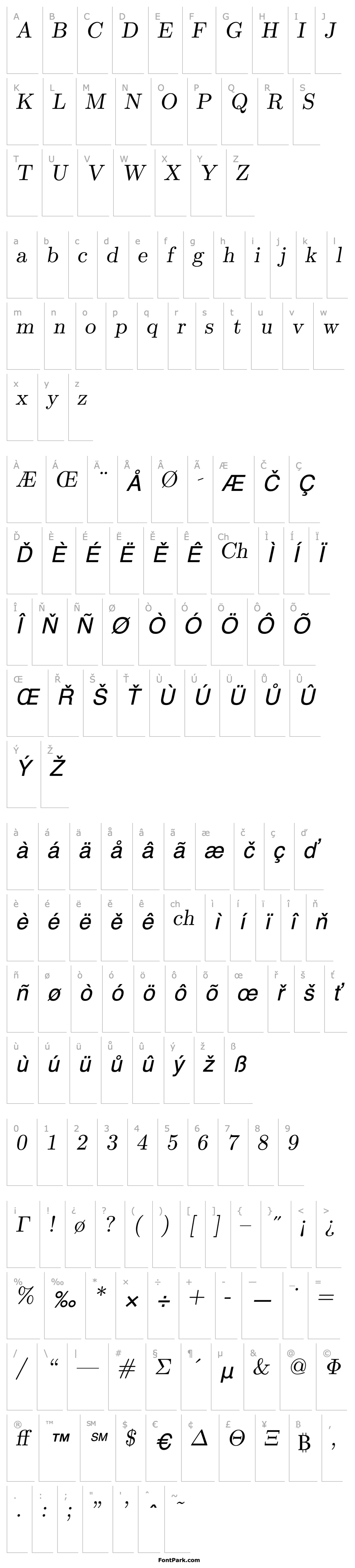 Přehled TeXplus EM Italic