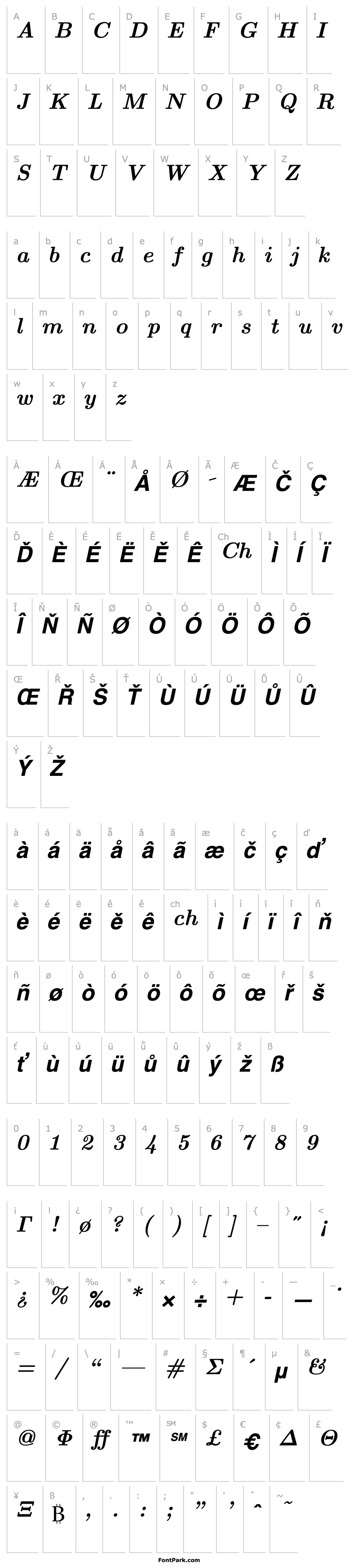 Overview TeXplus RM Bold Italic