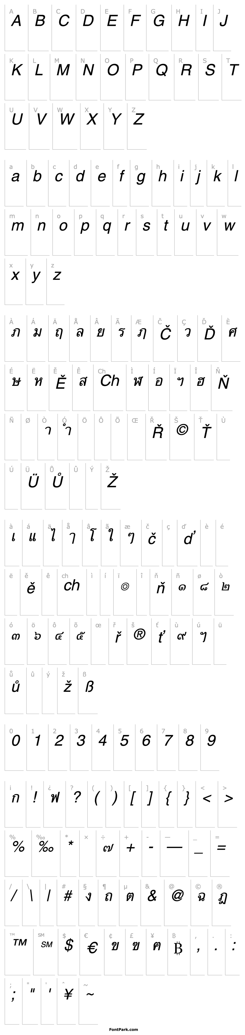 Přehled ThaiBangkokSSK Italic