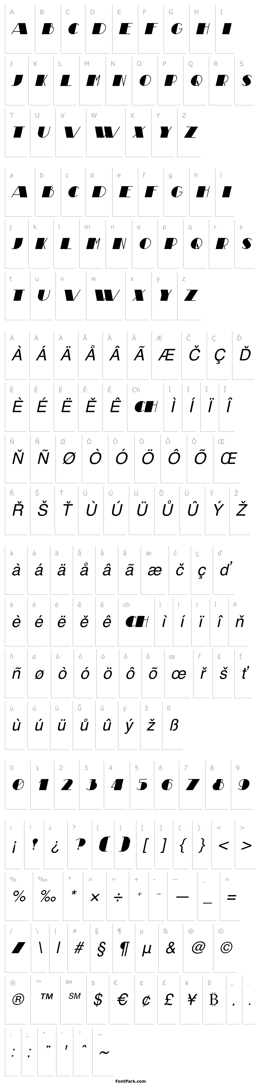 Přehled Theatrical Italic