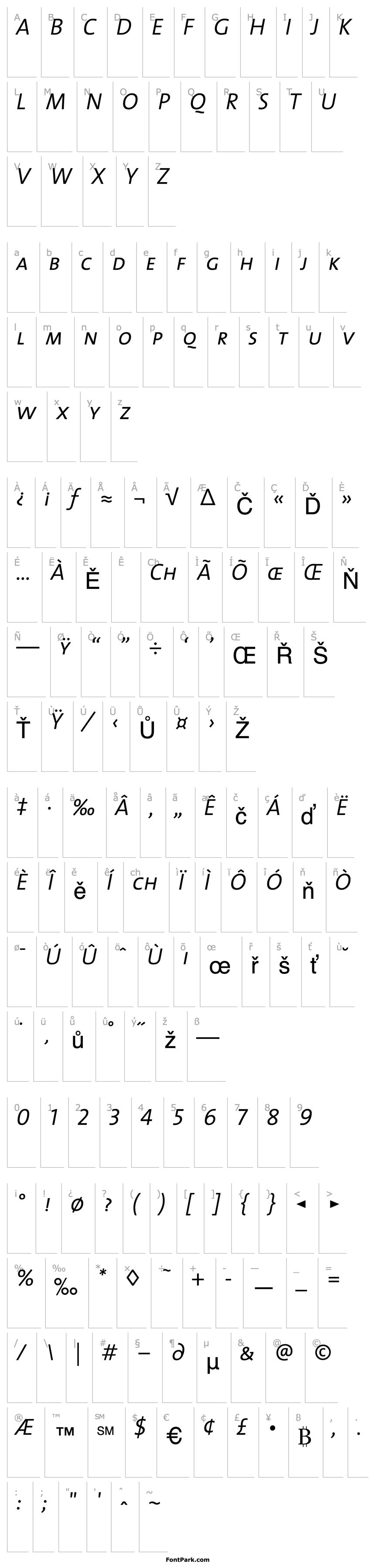 Přehled TheMixSemiLight-Caps-Italic