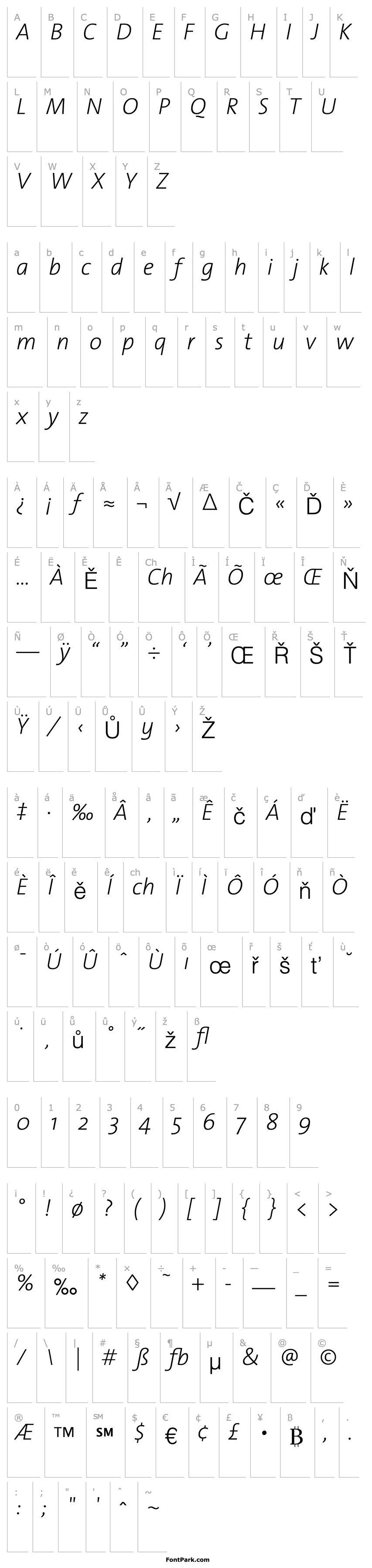 Přehled TheSans-ExtraLight Italic