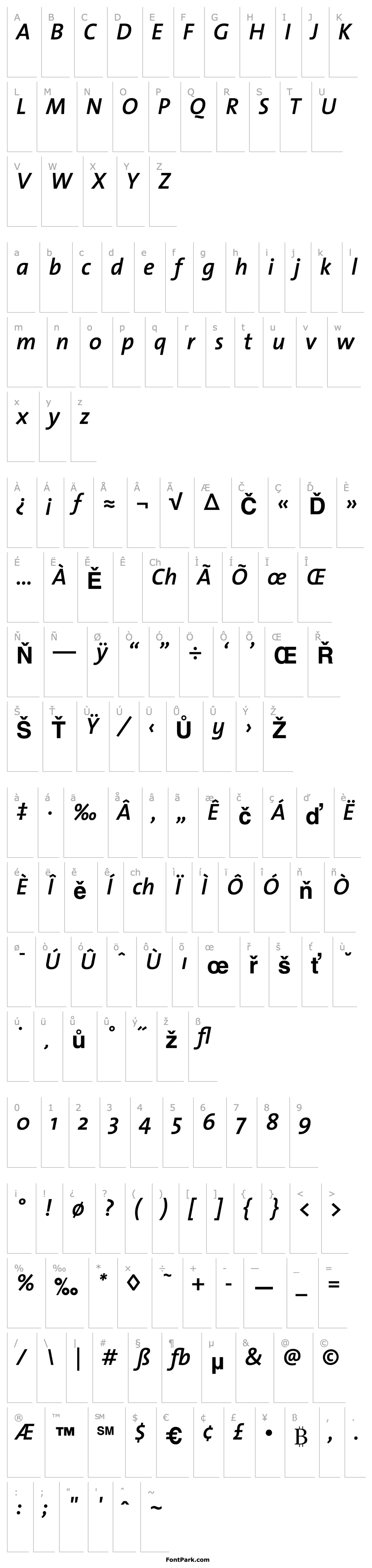 Přehled TheSans-SemiBold Italic