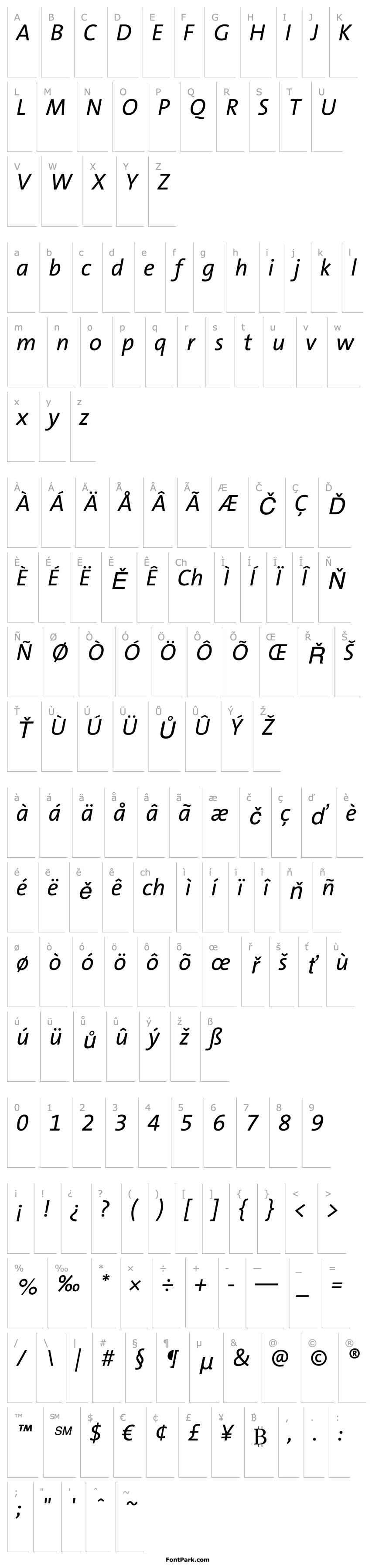 Overview TheSansCorrespondence-Italic