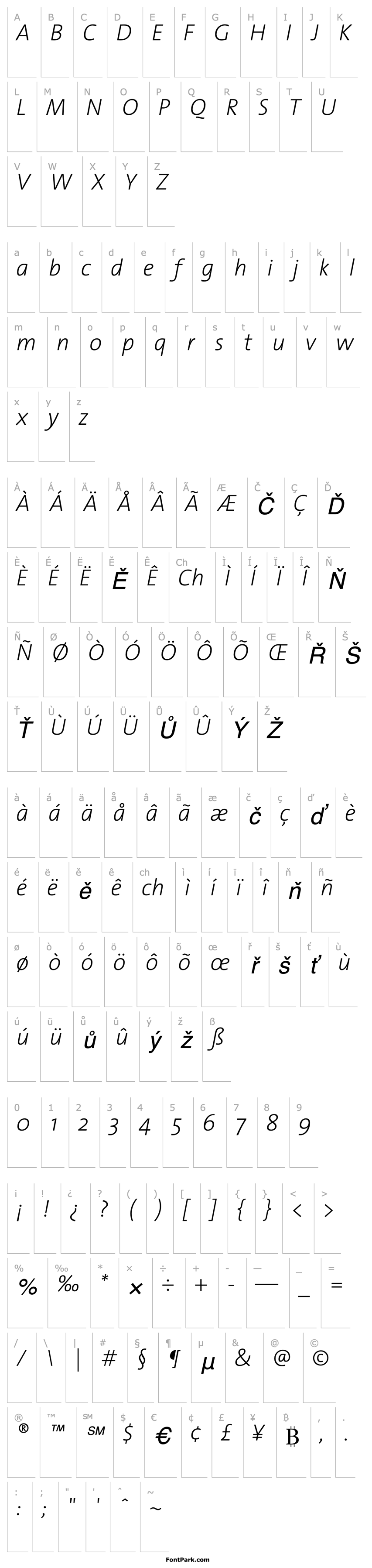 Overview TheSansExtraLight Italic