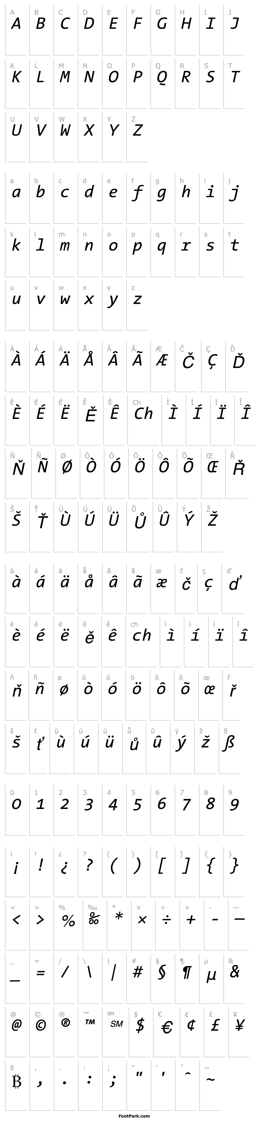 Přehled TheSansMono Italic