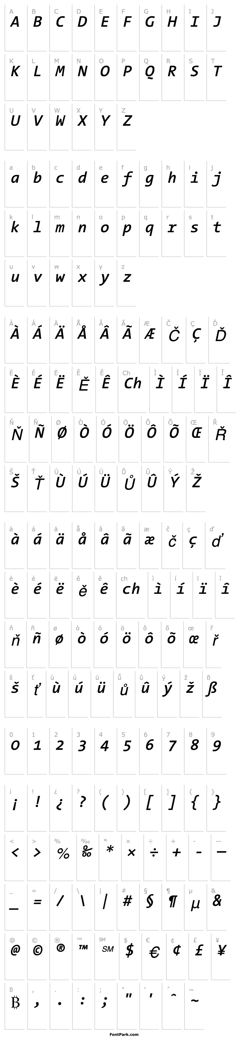 Overview TheSansMono Semi Bold Italic