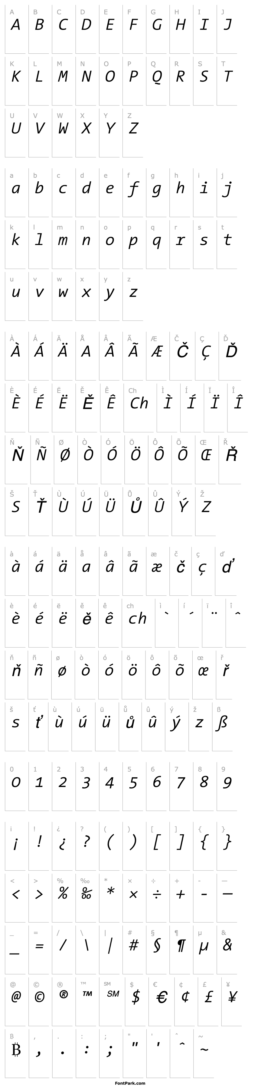 Overview TheSansMono SemiLightItalic