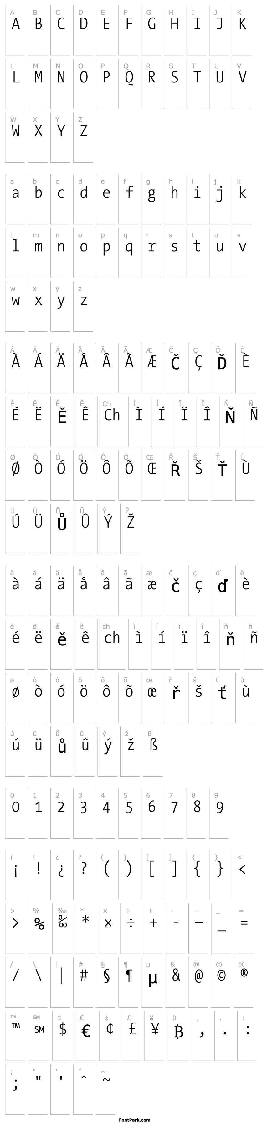 Přehled TheSansMonoCondensed Light