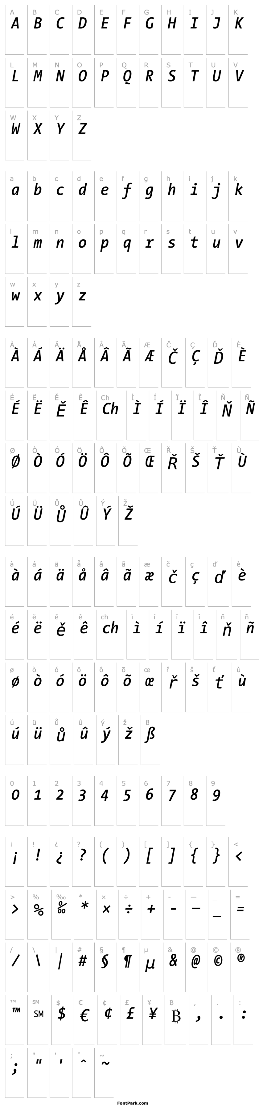 Overview TheSansMonoCondensed Semi Bold Italic