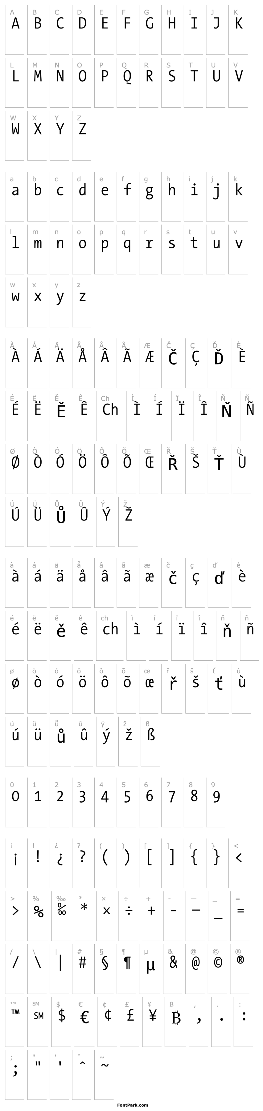 Přehled TheSansMonoCondensed Semi Light