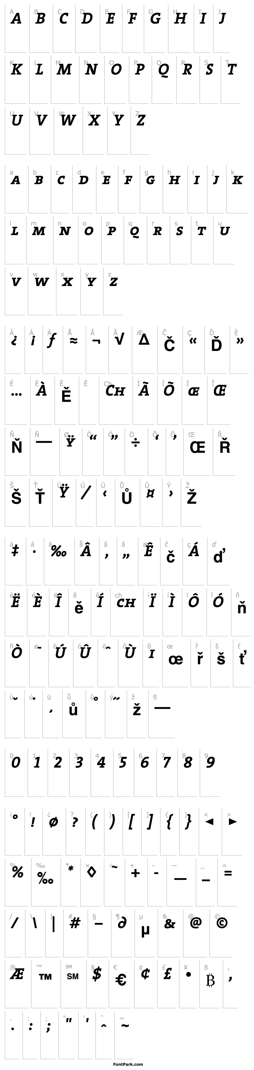 Overview TheSerifCaps-Bold Italic