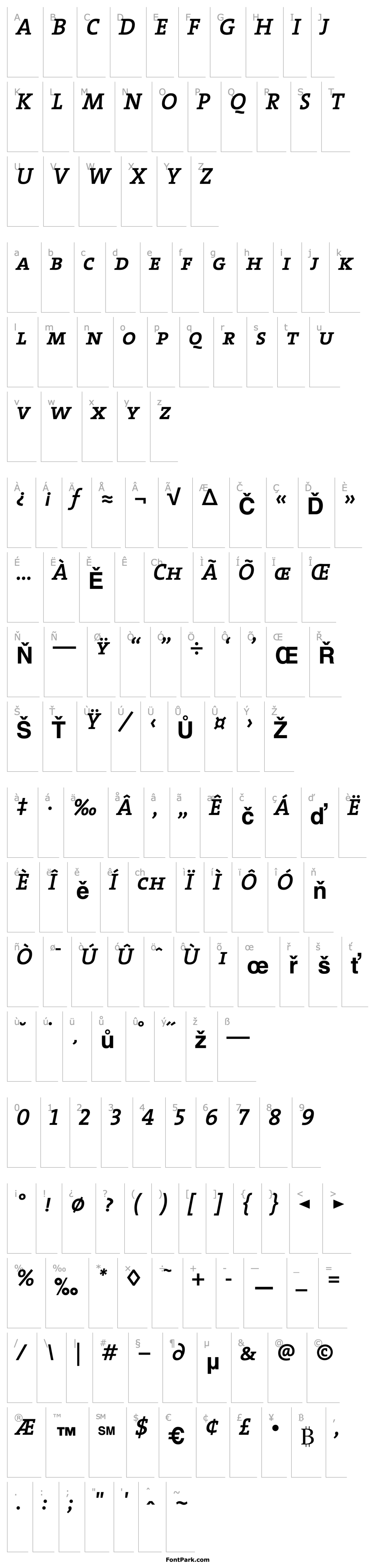 Přehled TheSerifCaps-SemiBold Italic