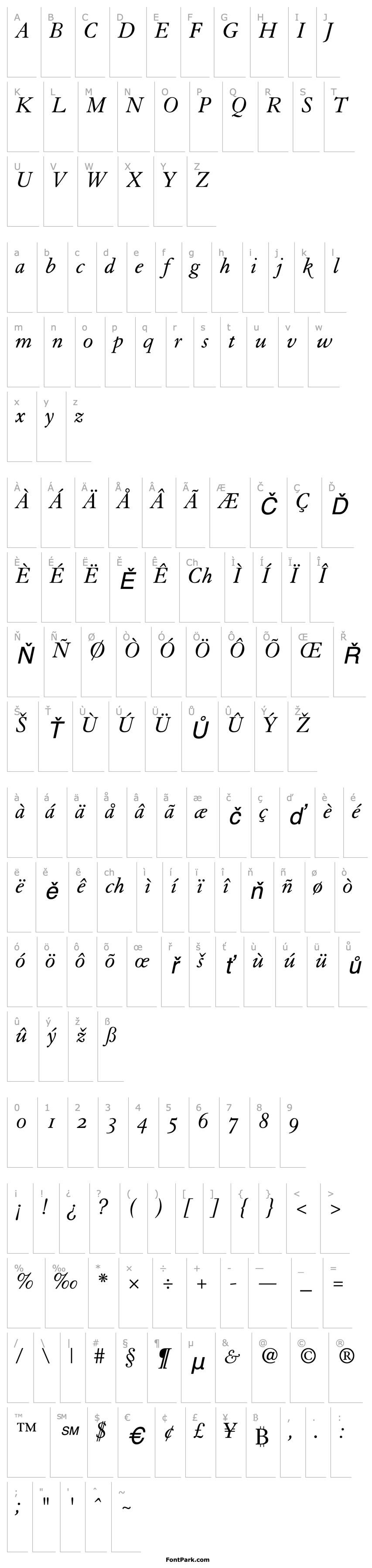 Přehled Tiasco OldStyle SSi Italic Old Style Figures