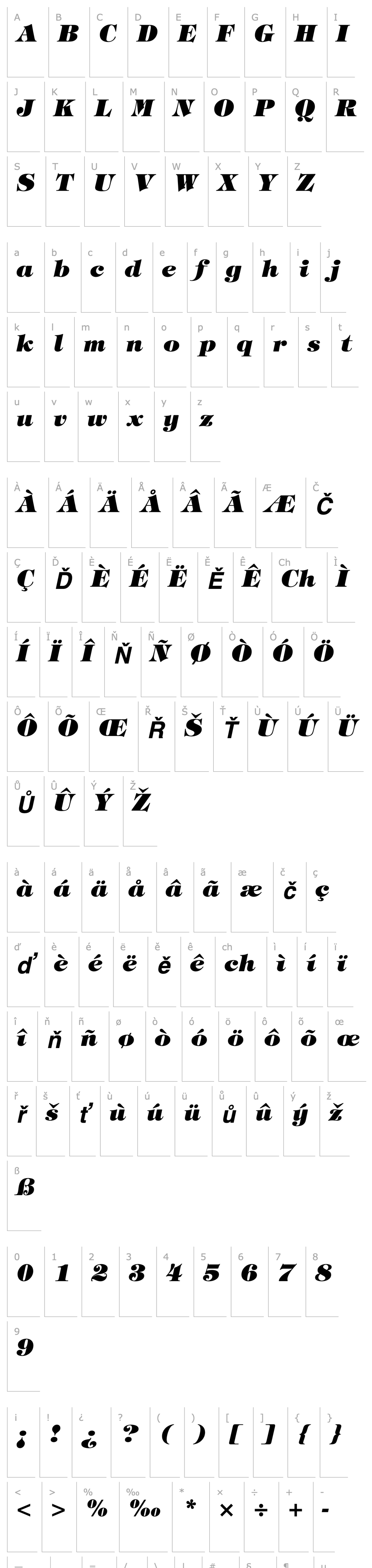 Přehled TiffanyStd-HeavyItalic