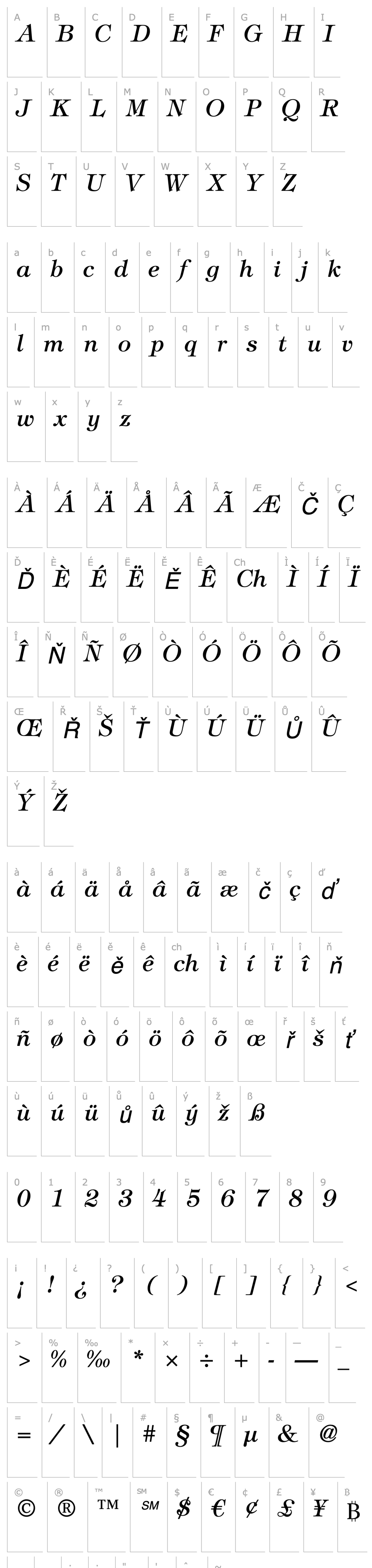 Přehled TiffanyStd-Italic