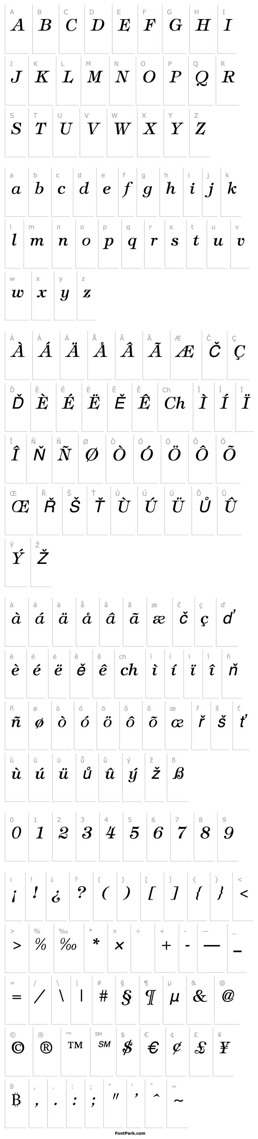 Přehled Tiffey Italic