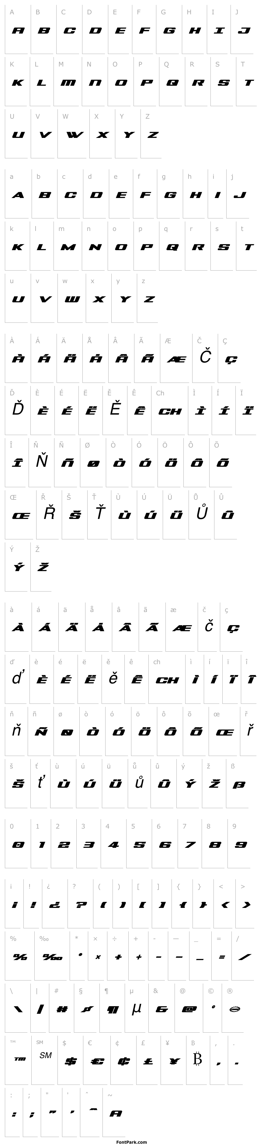 Přehled Tigershark Bold Italic