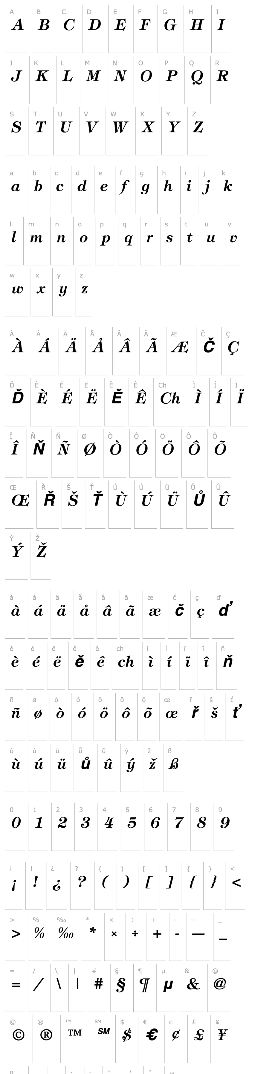 Přehled Timbrel Bold Italic