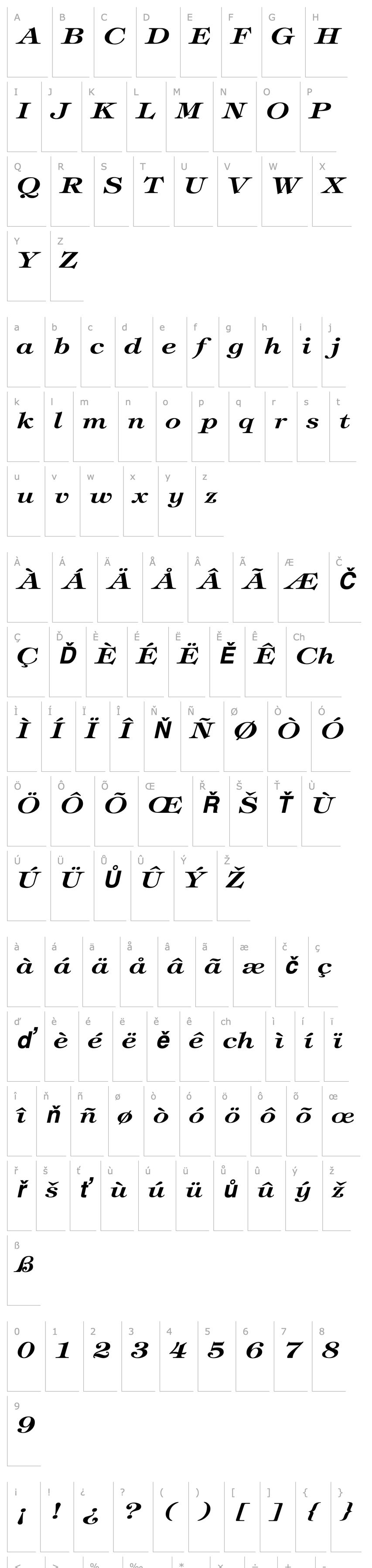 Přehled TimbrelBroad Bold Italic