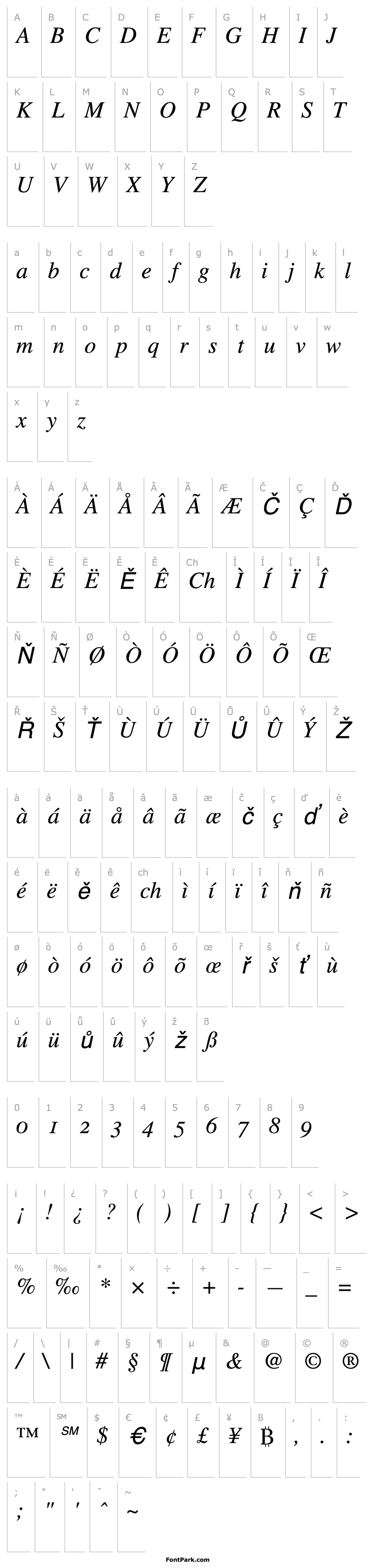 Overview Times Italic Old Style Figures