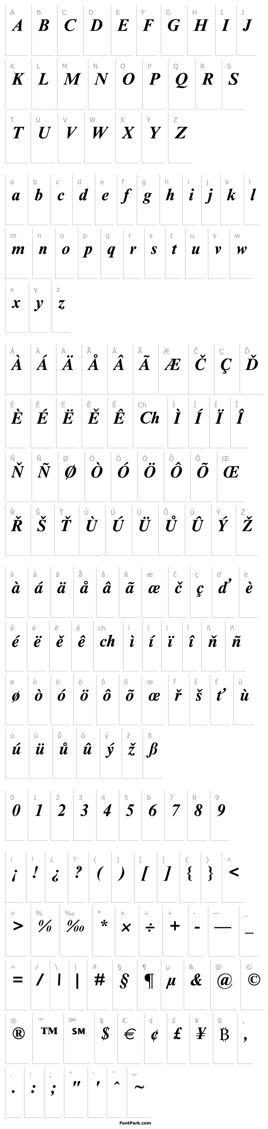 Overview Times New Roman Greek Bold Inclined