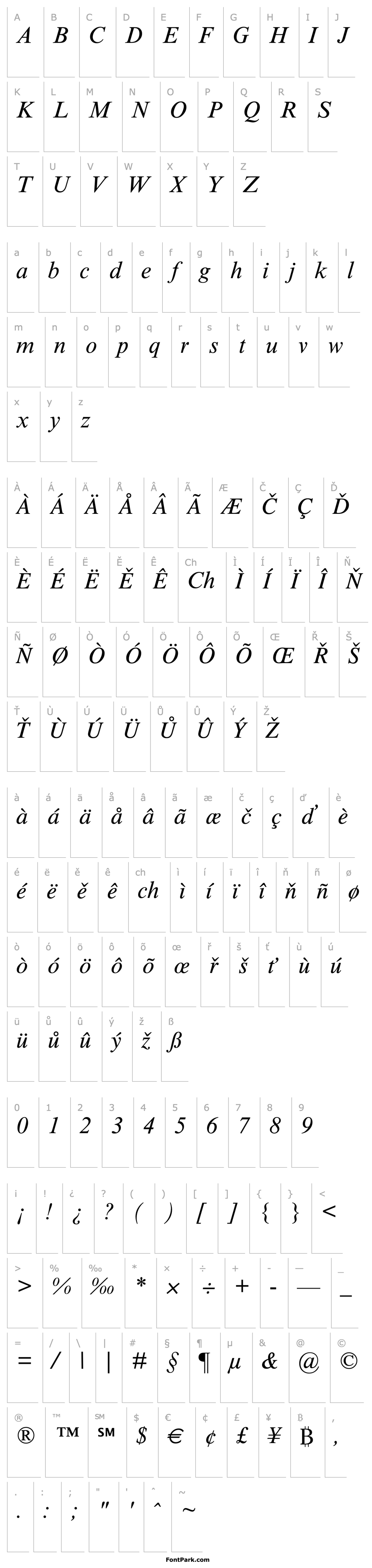 Overview Times New Roman Greek Inclined