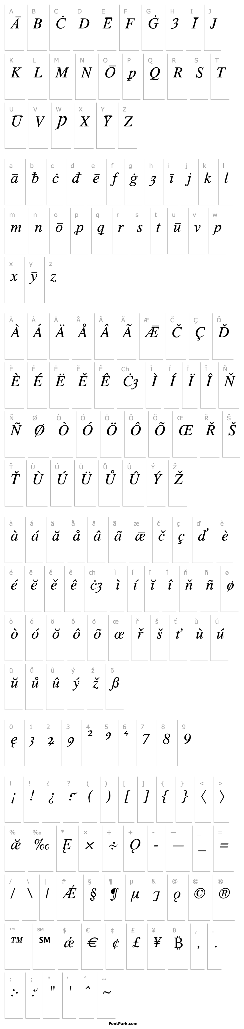 Overview Times Old English Italic