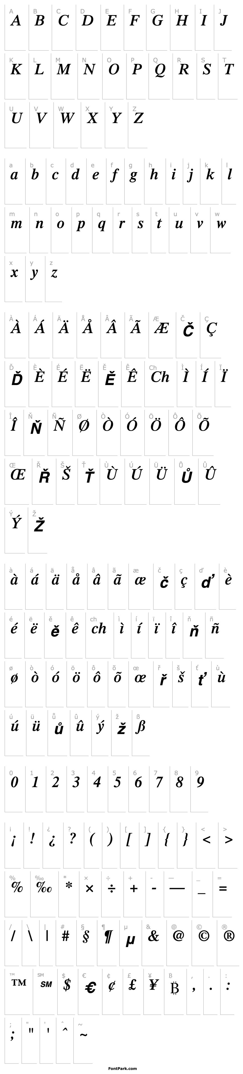 Přehled Times-SemiBold Italic