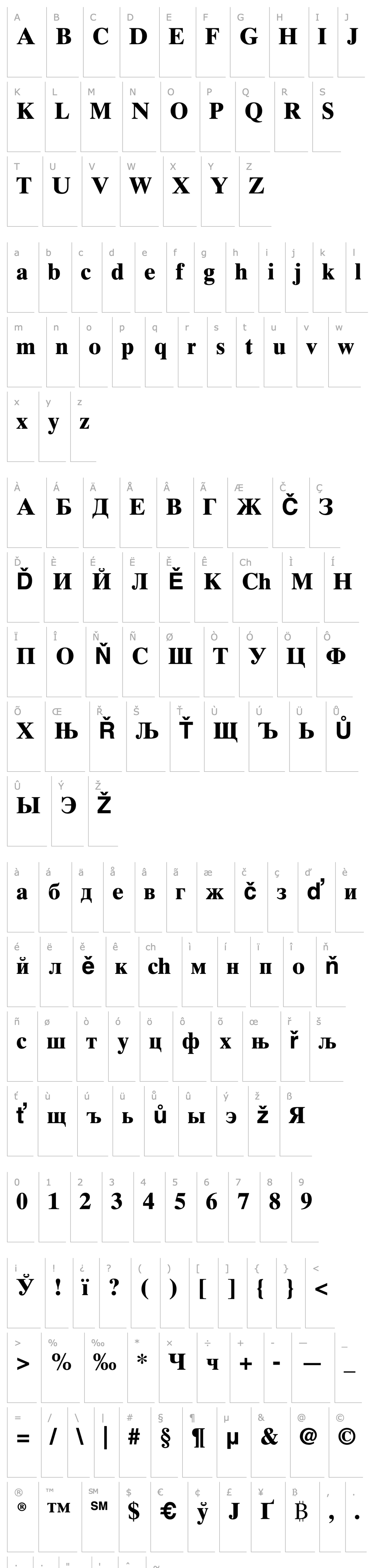 Přehled Times Ten Cyrillic Bold