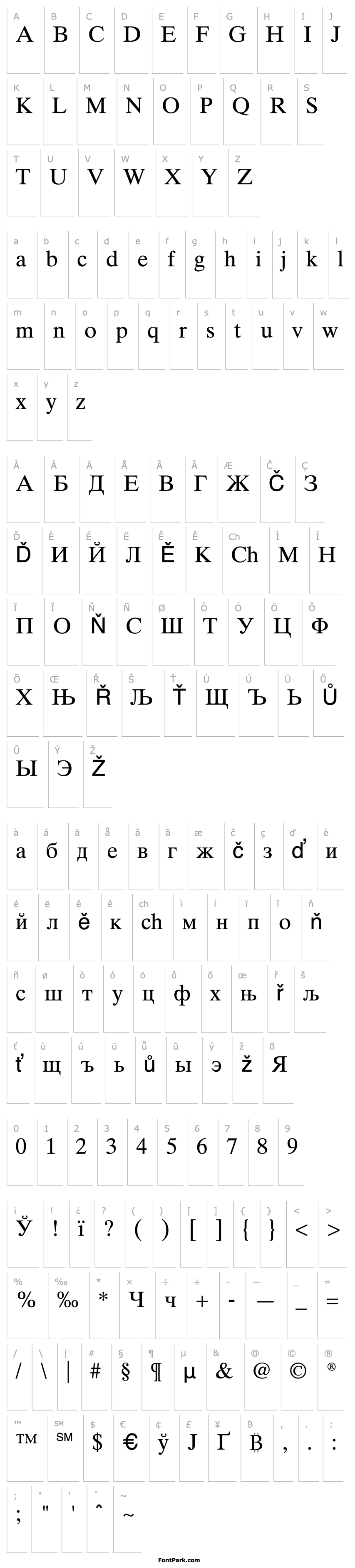 Přehled Times Ten Cyrillic Upright