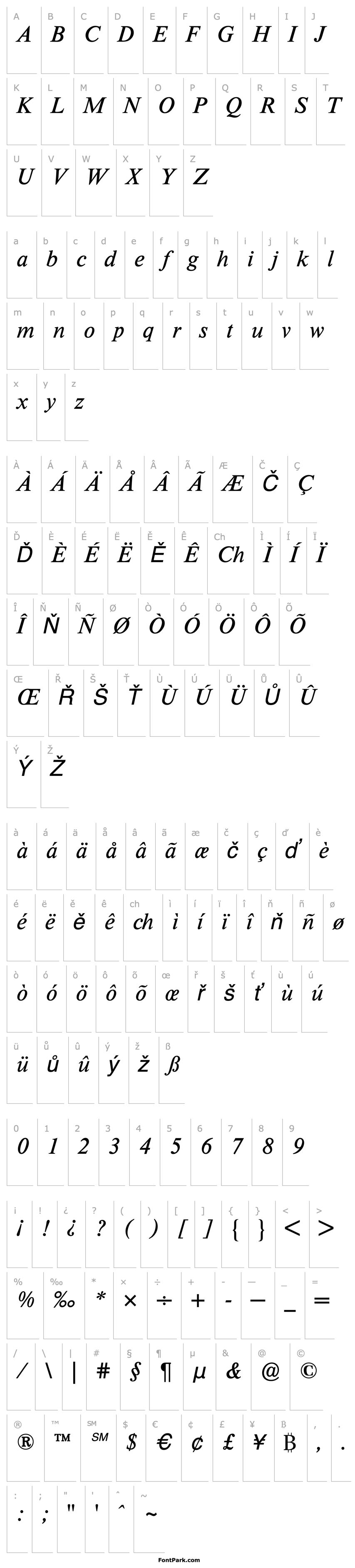 Přehled TimesBQ-Italic